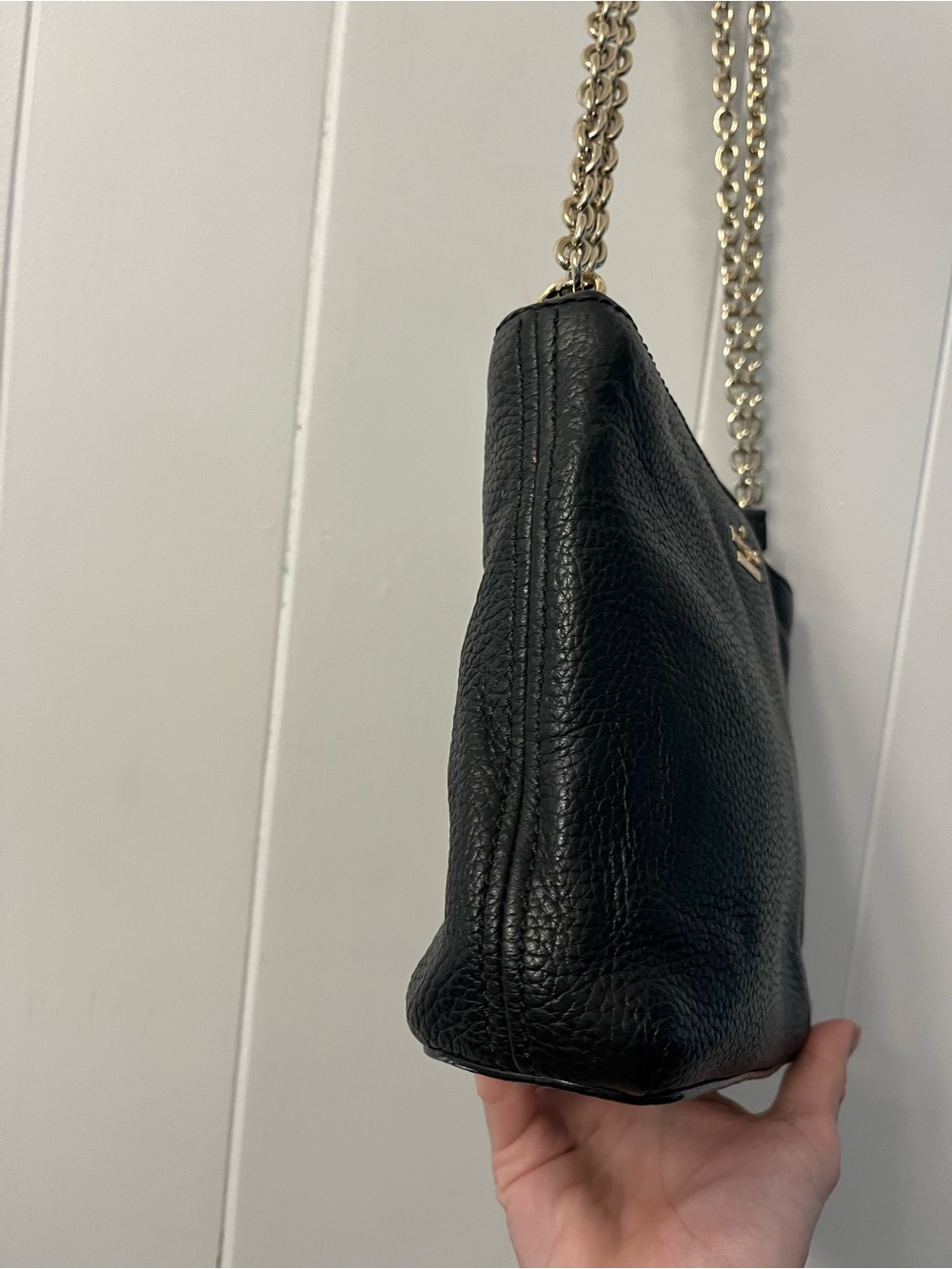 Kate Spade Jackson Street Ellery Convertible Bag Pebbled Black Leather Chain - Picture 3 of 16